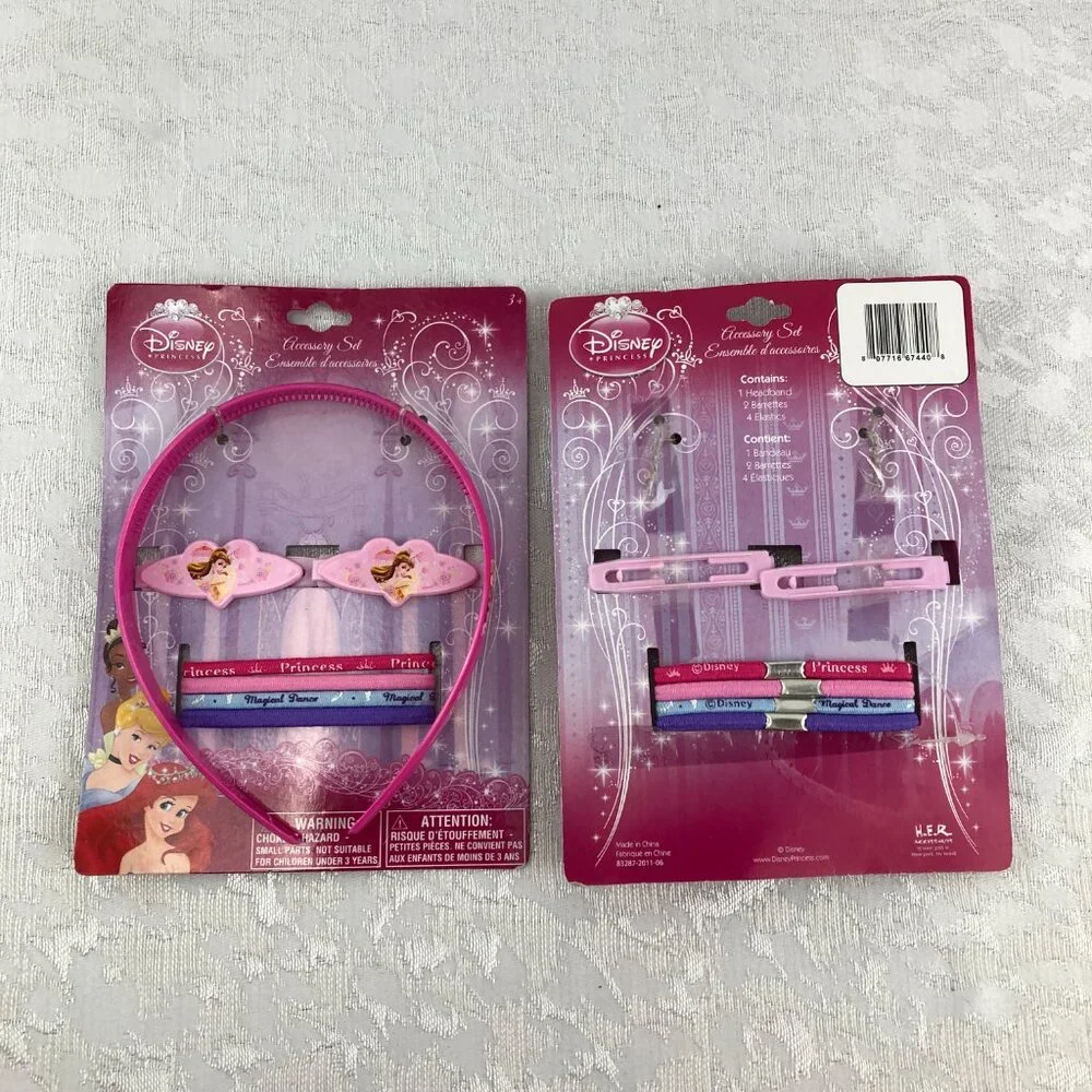 Disney Princess 7-Piece Accessories Set: Headband, Barrettes & Elastics (2 sets)